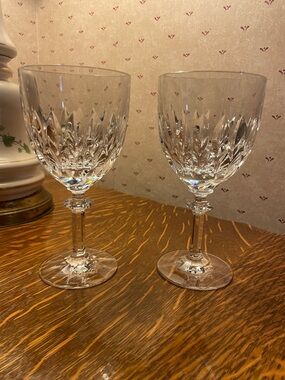 Gorham Fine Crystal Water Goblets (2) Althea Pattern, Like New Condition